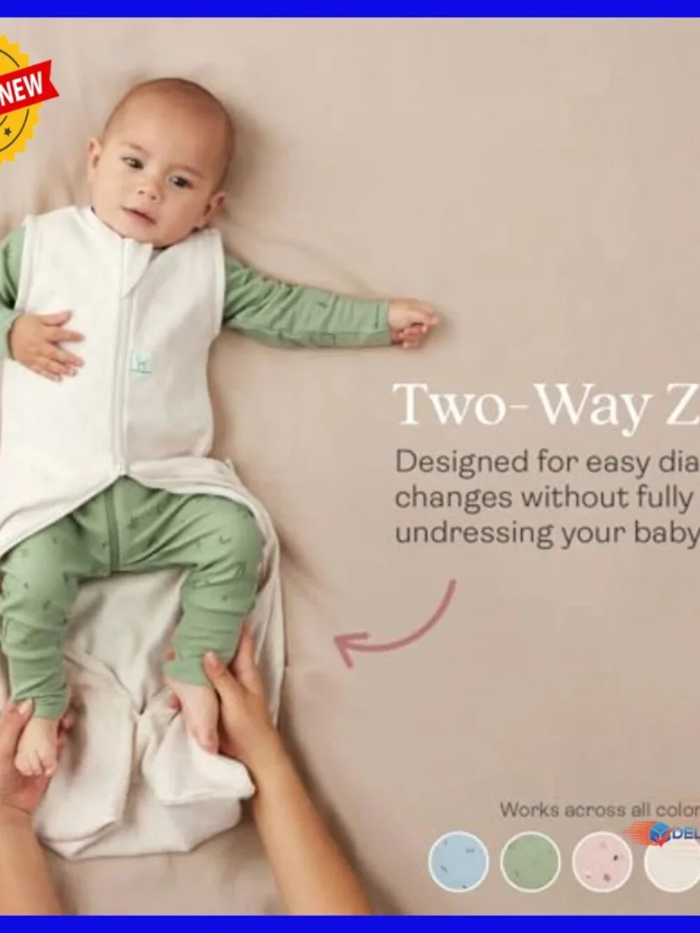 Organic Cotton Baby Sleep Sack 3-12 Months Slim Fit Arms Out Wearable Blanket